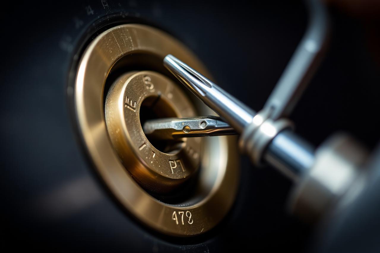 Extraction tool removing a snapped key from a brass lock keyway