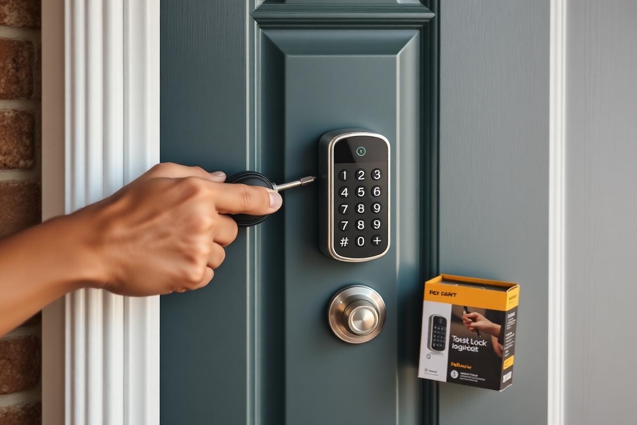 Hand fitting a keypad smart lock to a domestic front door